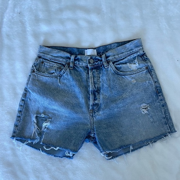 Boyish Blue Distressed Jean Shorts - Picture 1 of 11